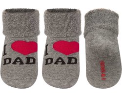 Babysokken - I love dad - Grijs - Maat 16-18