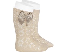 Cóndor Kniekous Opengewerkt Satijnen Strik | 2506/2 | Linen | 18-24 mnd | maat 2