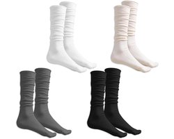 Dames Lange Sokken | 3 Paar Gebreide Dij Hoge Sokken | Slouchy sokken | Tube sokken | Gestapelde sokken | Hoge sokken voor Herfst en Winter | Tiener Meisjes Laars Sokken