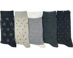 Dames sokken met lurex- Multipack van 5 paar - katoenen sokjes met print chaussettes socks