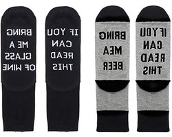 E-Ambar - Grappige sokken met wijn- en biermotief voor heren en dames, cadeau voor Nieuwjaar, Kerstmis, verjaardag - 2 paar