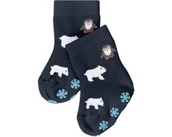 FALKE Winter Animals Noppen op de zool katoen huissokken baby blauw - maat 74-80