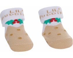 Festive Socks Sokjes Kerst "Lil' Pudding" Kerstmis Unisex 0-6 Maanden In Organza Gift Bag / Geschenkverpakking B988