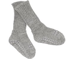 GoBabyGo - ABS Alpacawollen Baby Sokken 6-12 Mnd Grey Melange