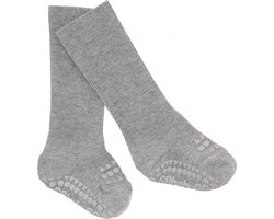 GoBabyGo - Bamboe Antislip Sokjes - Sokken - Grey Melange  6-12 maanden