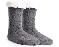 Inovra Plus - Dames Kerst Slofsokken Grijs | Warme Fleecevoering | Antislip Winter Sokken | Grappige Kerstsokken