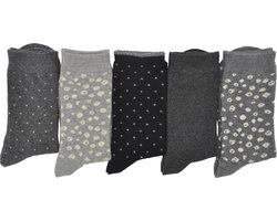 InterSocks - Damessokken - 5 paar - grijs-zwart tinten - 80% katoen - dames kousen met Lurex