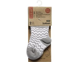 KipKep Babysokjes Grijs: Blijf-Sokjes - Maat 6-12 mnd - Ziggy grey - streepjes - 2 paar