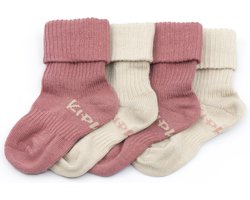 KipKep Babysokjes Rood: bio Blijf-Sokjes - Maat 0-6 mnd - Dusty Clay - 2 paar - zakken niet af
