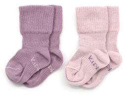 KipKep Blijf-sokjes - babysokjes - Pastel Violet - Maat 0-6 maanden - Lila, Paars - 2-pack - zakken niet af