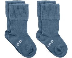 KipKep Blijf-Sokjes - Blue Heaven - 0-6 maanden - baby sokjes - 2 paar - zakken niet af - biologisch katoen - blauw