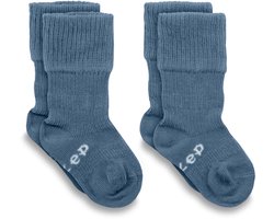 KipKep Blijf-Sokjes - Blue Heaven - 6-12 maanden - baby sokjes - 2 paar - zakken niet af - biologisch katoen - blauw