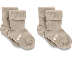 KipKep Blijf-Sokjes - Cookie - 6-12 maanden - baby sokjes - 2 paar - zakken niet af - biologisch katoen - beige
