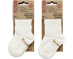 KipKep Blijf-Sokjes - OffWhite - 6-12 maanden - baby sokjes - 2 paar - zakken niet af - biologisch katoen