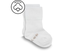 KipKep Blijf-Sokjes - OffWhite - Newborn, Prematuur - baby sokjes - 1 paar - zakken niet af - biologisch katoen