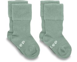 KipKep Blijf-Sokjes - Pale Green - 0-6 maanden - baby sokjes - 2 paar - zakken niet af – biologisch katoen