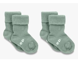 KipKep Blijf-Sokjes - Pale Green - 6-12 maanden - baby sokjes - 2 paar - zakken niet af - biologisch katoen