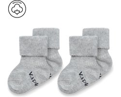 KipKep Blijf-Sokjes - prematuur newborn - Grey - 2 paar - baby sokjes die niet afzakken - biologisch katoen - Grijs - 0 maanden