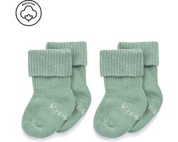 KipKep Blijf-Sokjes - prematuur newborn - Pale Green - 2 paar - baby sokjes die niet afzakken - biologisch katoen - Groen - 0 maanden