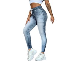 Leggings voor dames, hoge taille, jeggings, elastische jeans, lange skinny broek, treggings, yogabroek, fitnessbroek, S-2XL