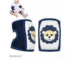 Namajunas - Baby kniebeschermers - Kniebeschermers kinderen - Kniebeschermers kind - Kruipen - Leren kruipen - Baby veiligheid - Unisex - Klittenband - Vergroot het beschermde gebied en bescherm effectief - 1 paar - Donkerblauwe leeuw