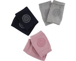New Age Devi - 3 paar Kniebeschermers - kruipende baby - roze zwart grijs