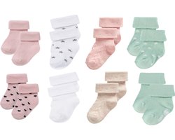 Noppies - 8 paar sokjes - In Cadeaudoosje - Naples Rose - Levi White - Lawrence Misty Rose - Levi Grey - 3-6 Maanden - Geschenkverpakking - Cadeauverpakking - Babysokjes - Maat 62-68