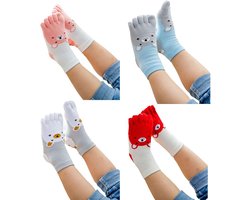 paar kindersokken, katoen, hardloopsokken, vijf vingers, dieren, schattige ademende hoge hakken, antislip, sportsokken voor kinderen van 3 tot 12 jaar, jongens en meisjes