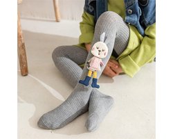 Sara Shop - Baby legging -Maat M / 1-2 Jaar - Babymaillot - Thermolegging -Winter Legging - Kinderen Panty - Lekker Warm Legging - Koetenmix - Grijs - Met konijntje