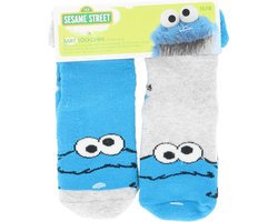 Sesamstraat baby sokjes met anti-slip, blauw/grijs, maat 15/18