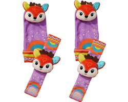 SnuffelSokjes Hertje - Baby Rammelaar - Rammelaar sokjes - Polsrammelaar - Baby speelgoed - Baby Knuffel - Pluche Knuffels - Baby Sokjes - Set van 4