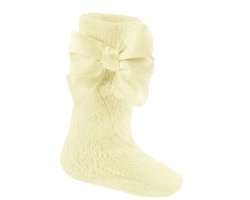 Soft Touch - Ajour Kniekousen met Strik - Geel - 6-12 mnd