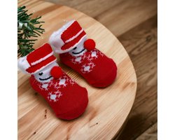 Soft Touch Sokjes Kerst Kerstman Sneeuwvlokken Unisex 0-6 Maanden In Organza Gift Bag / Geschenkverpakking B988