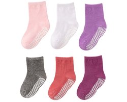 Sokken - 6 paar - Kindersokken - Baby sokken anti slip - Baby sokken 1-3 jaar oud - Babysokken - Antislip - Slipvaste zool - Met grips Crew-Sokken - Katon - Voor peuters