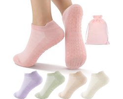 Sokken voor Vrouwen Antislip Yoga Sokken Katoen Ademend Enkel Stijl voor Barre Dance Gym Home Reformer Training Studio Gebruik