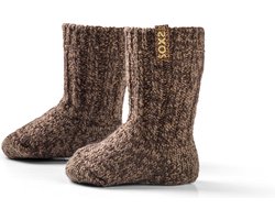 SOXS® | SOX3647 | Wollen baby sokken | Bruin | Kniehoogte | Maat 19-29 | Antislip | Lovely panther label