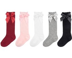 Store_7 - Baby Meisje Knie Hoge Sokken - Katoenen Peuter Sokken - Elegante Strik Kousen - Bescherming Tegen Insecten - Comfortabel en Stijlvol - Ge...