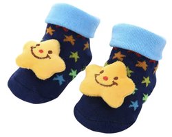 Super schattige babysokken - Baby Sokken - New born sokken - Kraamcadeau voor Jongen of Meisje - Babyshower Cadeau - Kraammand - Ster - Donkerblauw