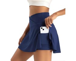 Tennisrok voor dames, crossover rok met broek, sportrok, zomer, geplisseerd, golfrok, broekrok met zakken, tennis, rok, plooirok, minirok, rok voor hardlopen, fitness, workout, fietsen