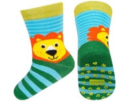 vrolijke sokken Leeuw met antislip mt 19-21