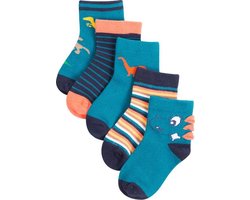 Winkrs - 5 paar Baby Sokken - Dinosaurus & Streepjes - Sokjes Maat 19/20 - Jongen 6 tot 18 Maanden