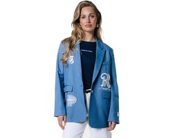 Colourful Rebel Jesra Pinstripe Melange Single Breasted Blazer- L