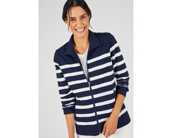 Damart - Casual gestreept fleece jack - Blauw - S