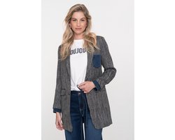 Geisha Blazer Lange Blazer Met Visgraatprint 55520 10 950 Anthracite+deenimpocket Dames Maat - L