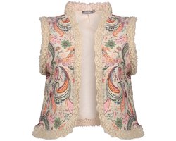 Geisha Gilet Gilet Met Teddy En Geweven Print Dessin 55899 20 Beige/soft Pink Dames Maat - S