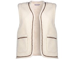 Geisha Gilet Teddy Gilet Met Geweven Bies 55541 19 000010 Off-white/tape Dark Brown Zigzag Dames Maat - XS