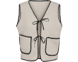 Noisy may Gilet Nmfuzzy S/l Tie Vest 27037480 Birch/black Contrast Dames Maat - M