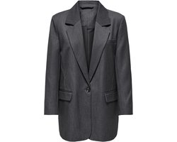 Only Blazer Onlhattie-lana L/s Overs Mel Blazer 15318088 Dark Grey Melange Dames Maat - W36