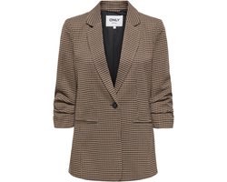 Only Blazer Onllettie Life 3/4 Check Blazer Tlr 15353566 Decadent Chocolate/nomad & Toasted Coconu Dames Maat - W42