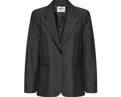 ONLY Dames Blazer Donkergrijs Gestreept – Regular Fit – Recycled Polyester Mix